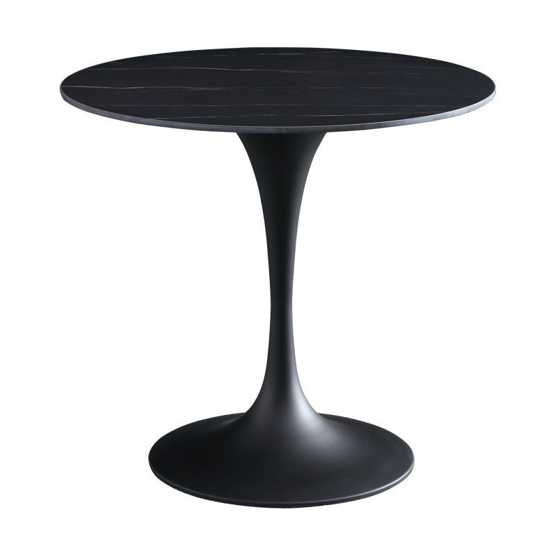Contemporary Style Sintered Stone Dining Table Metallic Tulip Base Round Table for Home