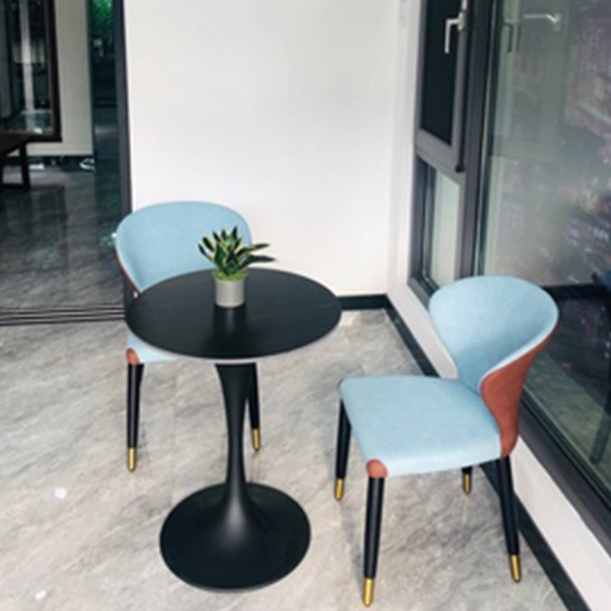 Contemporary Style Sintered Stone Dining Table Metallic Tulip Base Round Table for Home