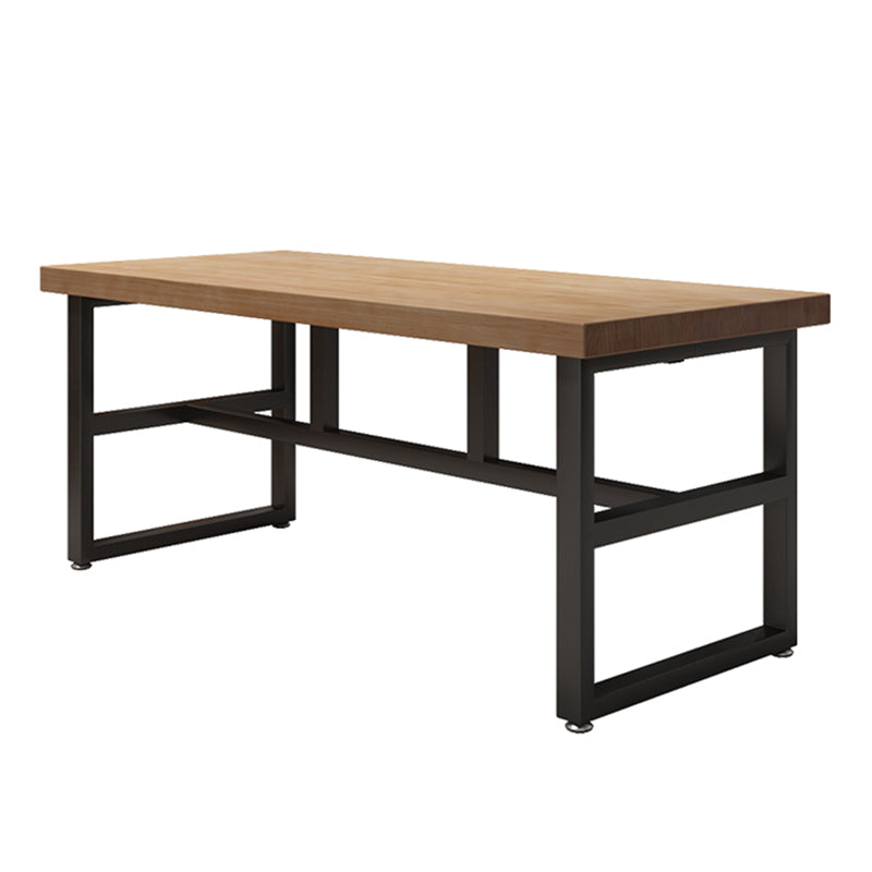 Mesa de comedor rectangular industrial mesa de madera maciza con base de caballete negro para uso doméstico