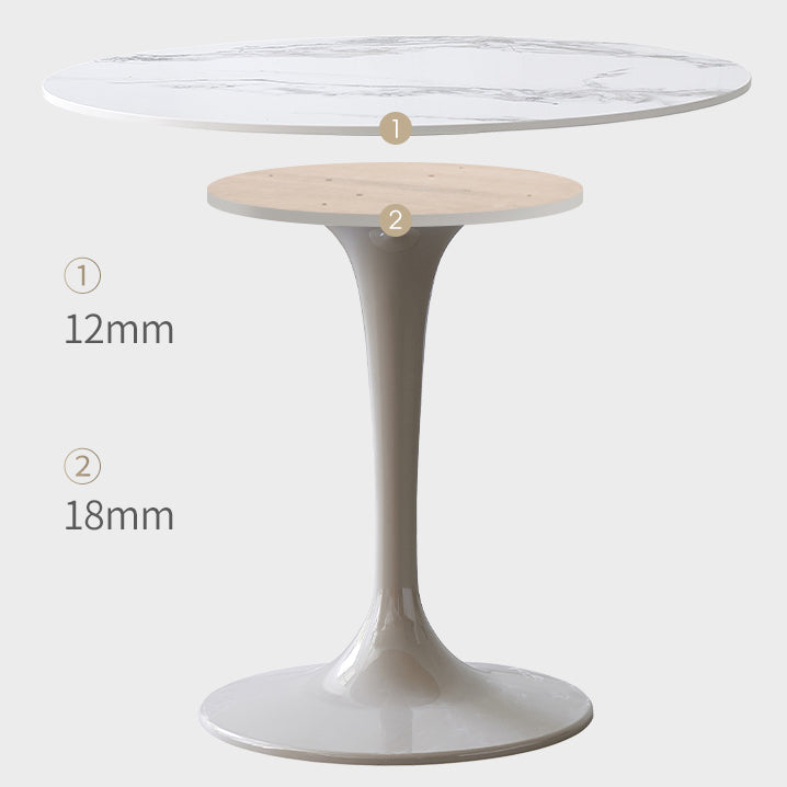 Contemporary Style Home Sintered Stone Dining Table Round Table with Tulip Base