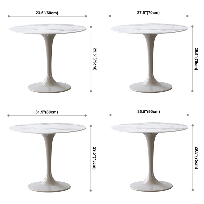 Contemporary Style Home Sintered Stone Dining Table Round Table with Tulip Base