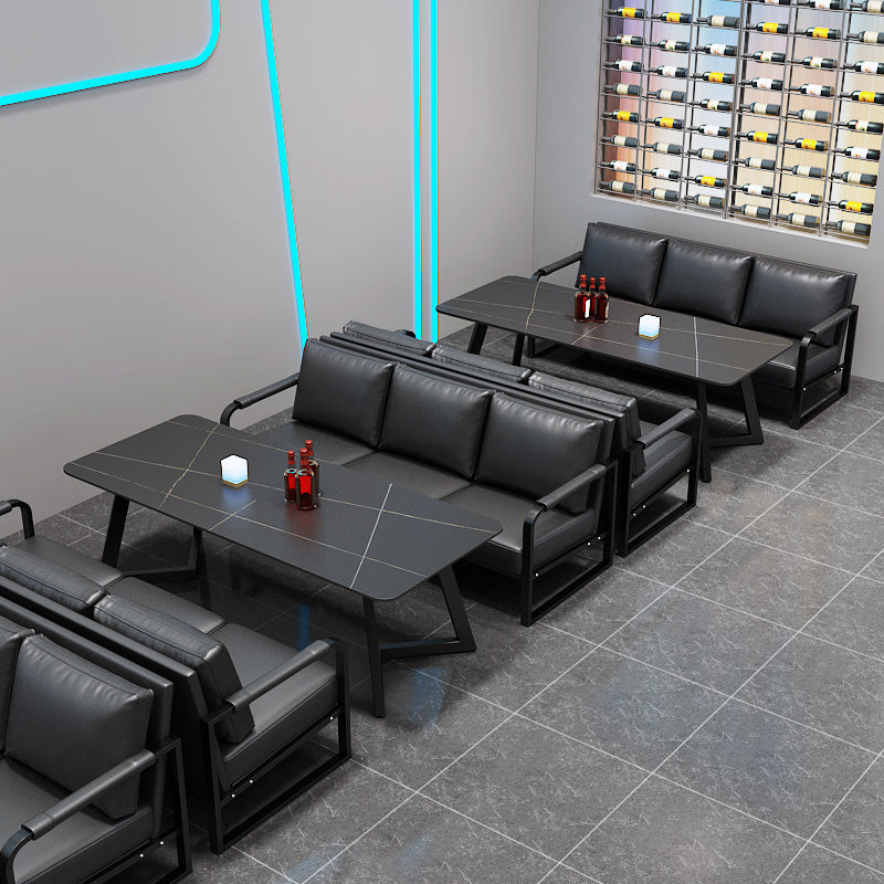 Industrial Sintered Stone Dinner Room Kitchen Table Black Table with Black Frame for Dining Room
