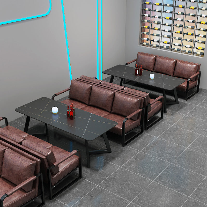Industrial Sintered Stone Dinner Room Kitchen Table Black Table with Black Frame for Dining Room