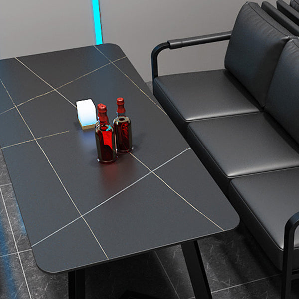 Industrial Sintered Stone Dinner Room Kitchen Table Black Table with Black Frame for Dining Room