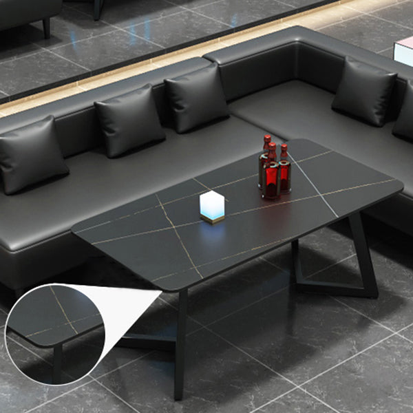 Industrial Sintered Stone Dinner Room Kitchen Table Black Table with Black Frame for Dining Room