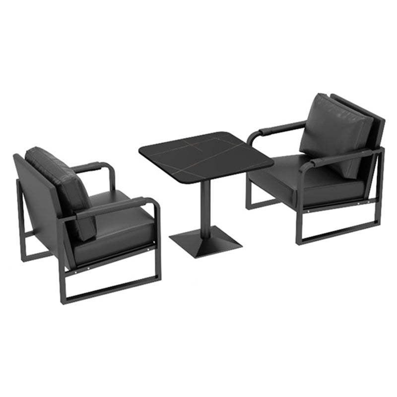 Industrial Sintered Stone Dinner Room Kitchen Table Black Table with Black Frame for Dining Room