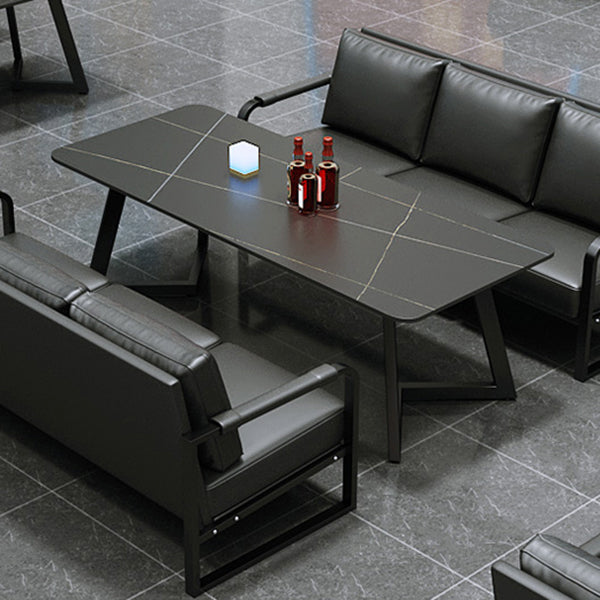 Industrial Sintered Stone Dinner Room Kitchen Table Black Table with Black Frame for Dining Room