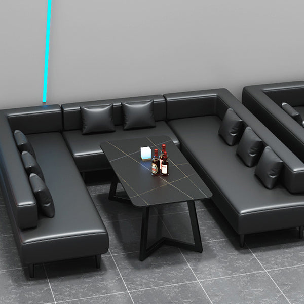 Industrial Sintered Stone Dinner Room Kitchen Table Black Table with Black Frame for Dining Room