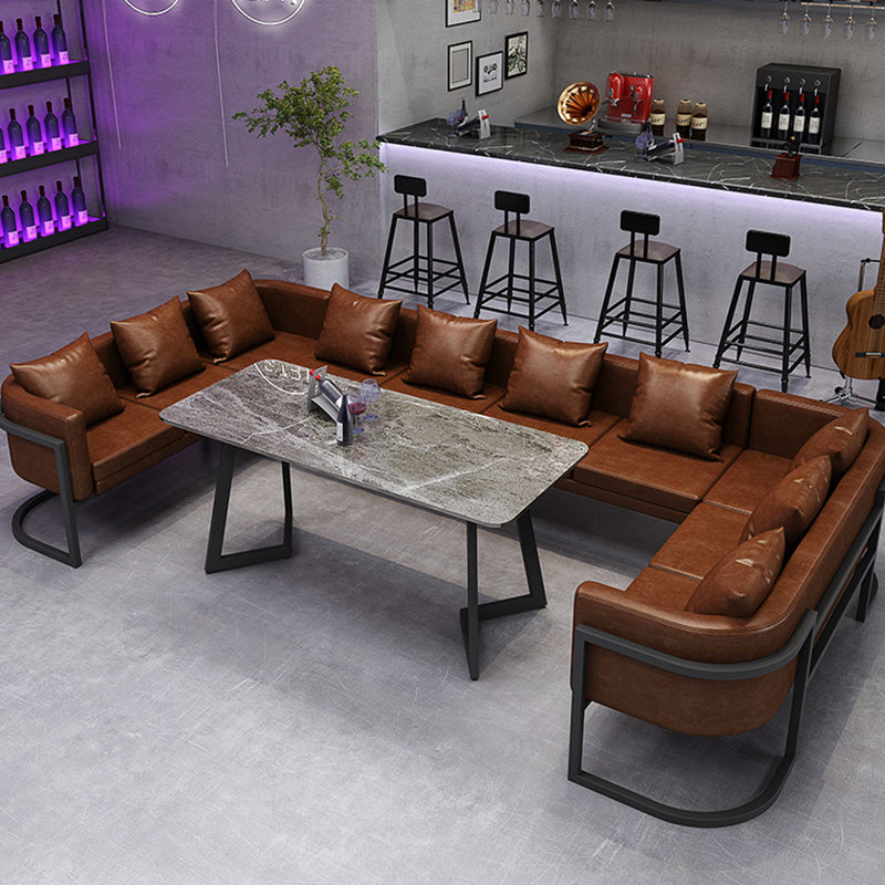 Industriële eettafel van gesinterde steen, keukentafel, grijze tafel met zwart frame voor eetkamer