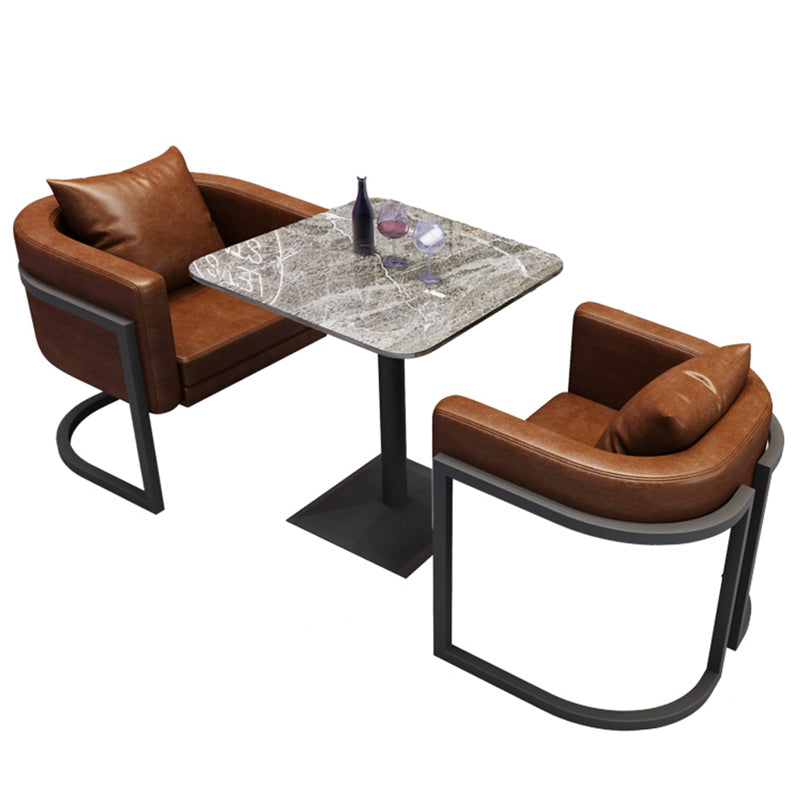 Industriële eettafel van gesinterde steen, keukentafel, grijze tafel met zwart frame voor eetkamer