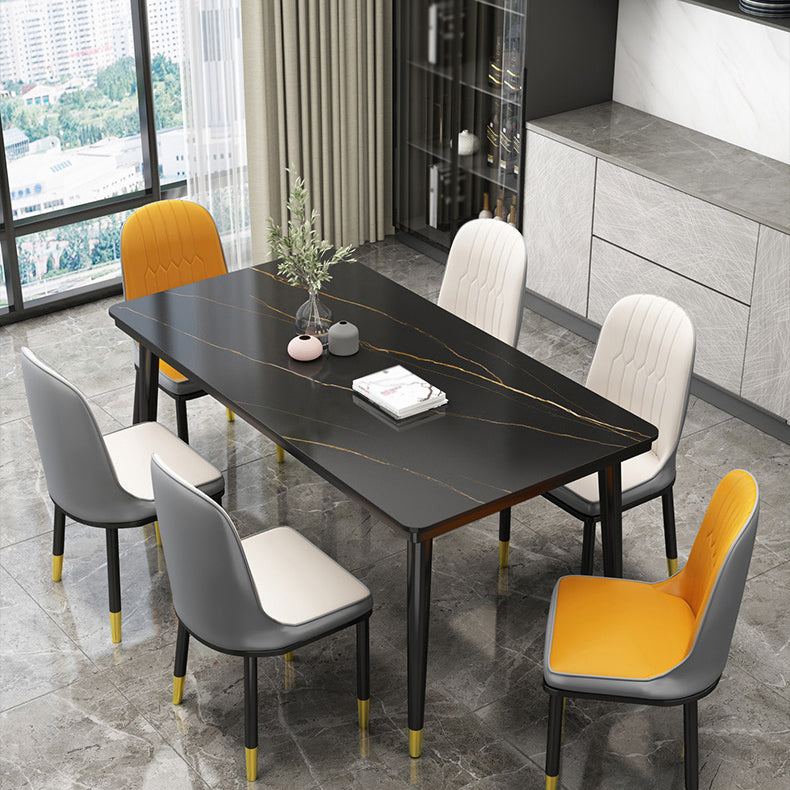 Casual Sintered Stone Standard Dining Table Rectangle Shape Dining Table for Kitchen