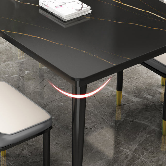 Casual Sintered Stone Standard Dining Table Rectangle Shape Dining Table for Kitchen