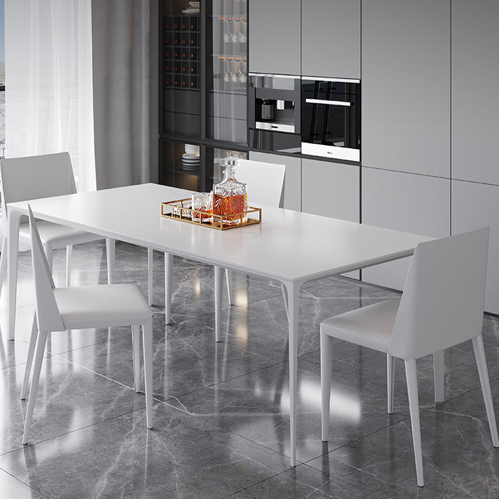 Table à manger standard de forme de rectangle simple blanc avec une base de 4 jambes avec une base de 4 jambes