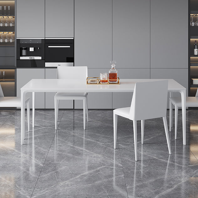 Table à manger standard de forme de rectangle simple blanc avec une base de 4 jambes avec une base de 4 jambes