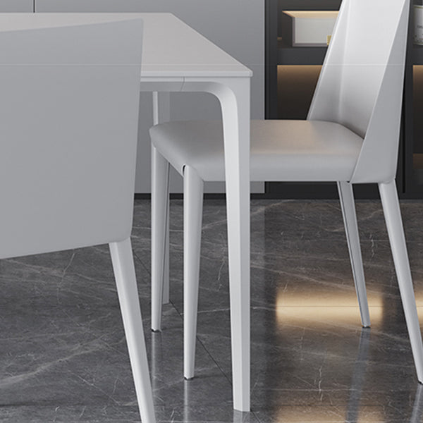 Table à manger standard de forme de rectangle simple blanc avec une base de 4 jambes avec une base de 4 jambes