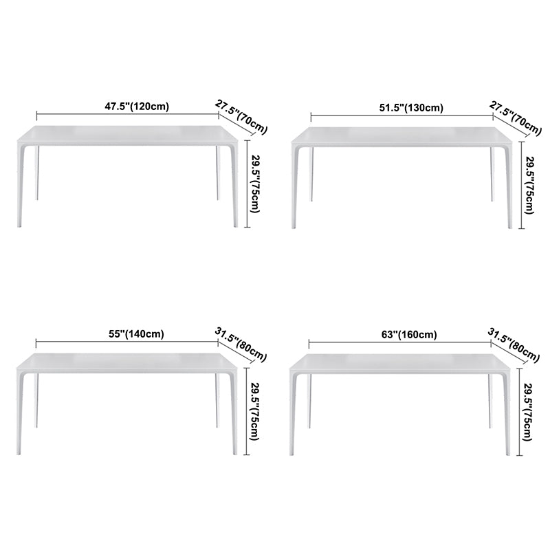 Table à manger standard de forme de rectangle simple blanc avec une base de 4 jambes avec une base de 4 jambes