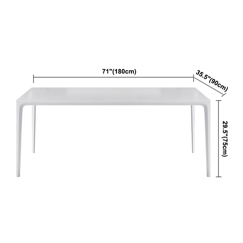 Table à manger standard de forme de rectangle simple blanc avec une base de 4 jambes avec une base de 4 jambes