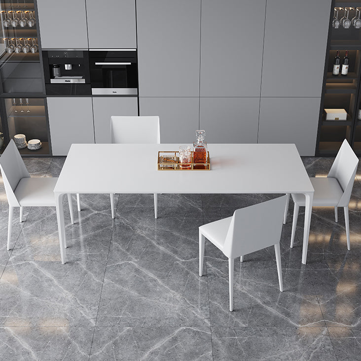 Table à manger standard de forme de rectangle simple blanc avec une base de 4 jambes avec une base de 4 jambes