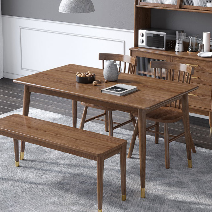 Traditional Luxury Rectangle Dining Table Ash Solid Wood Table with 4 Legs