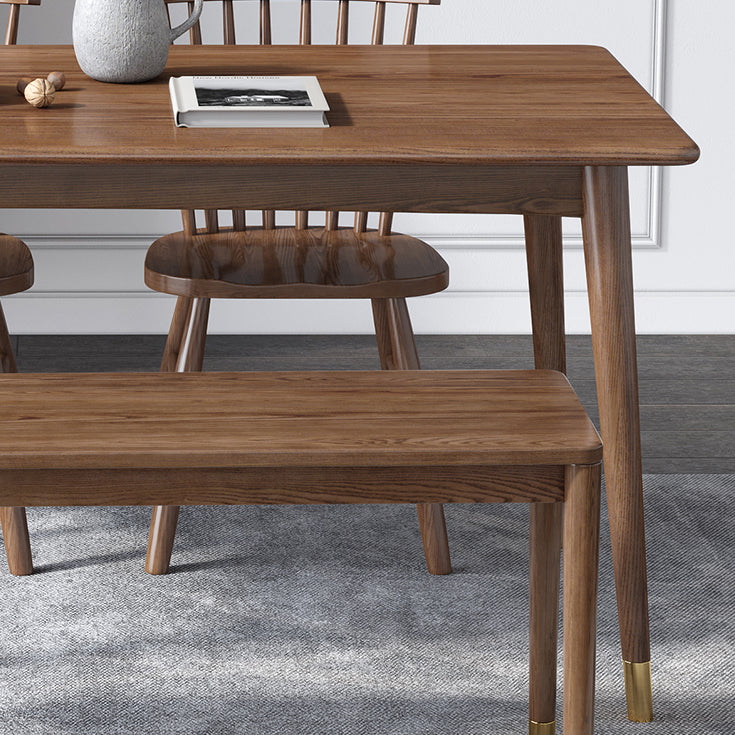 Traditional Luxury Rectangle Dining Table Ash Solid Wood Table with 4 Legs