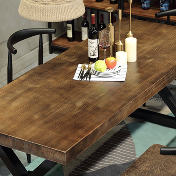 Mesa de interior de metal industrial mesa interior de madera maciza con caballete