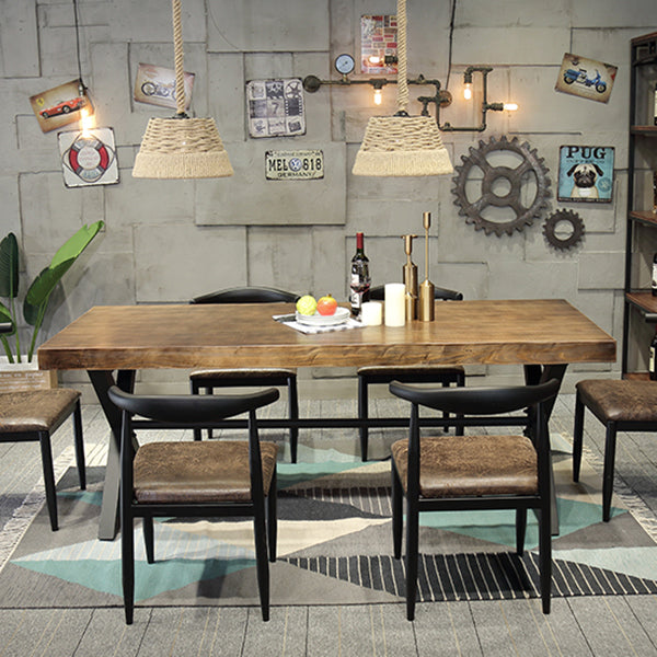 Mesa de interior de metal industrial mesa interior de madera maciza con caballete