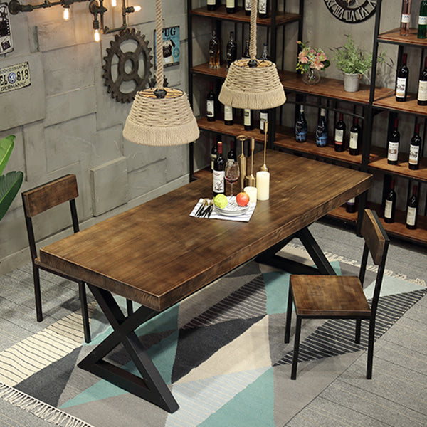 Mesa de interior de metal industrial mesa interior de madera maciza con caballete