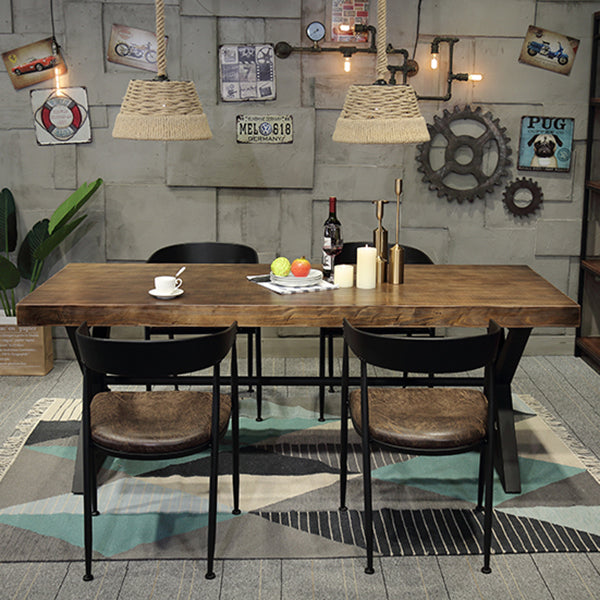 Mesa de interior de metal industrial mesa interior de madera maciza con caballete