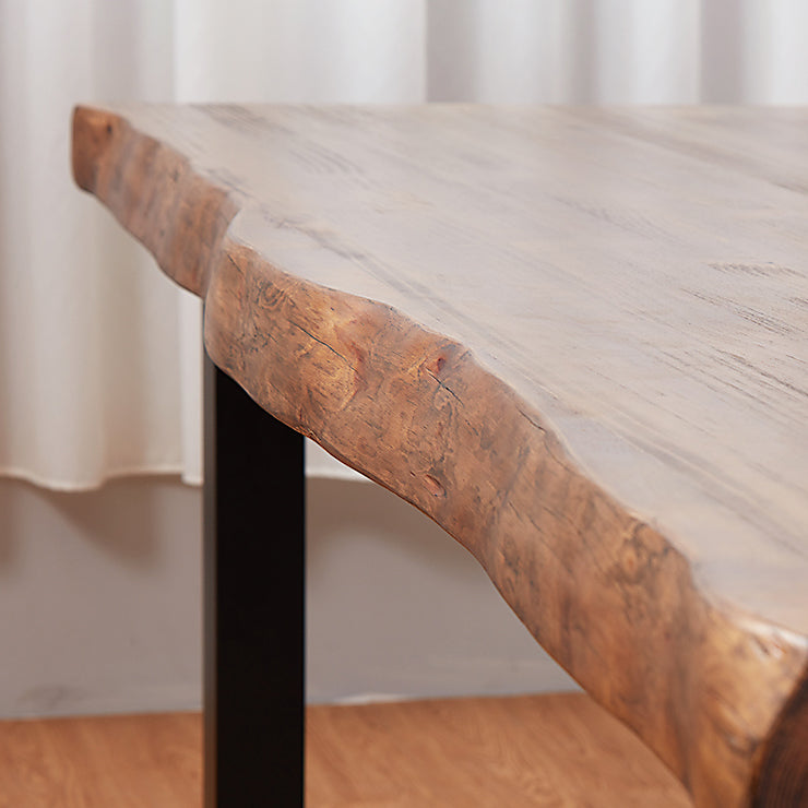 Metal Industrial Rectangle Indoor Table Solid Wood Top Table with Sled Base