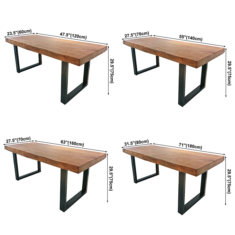 Metal Industrial Rectangle Indoor Table Solid Wood Top Table with Sled Base