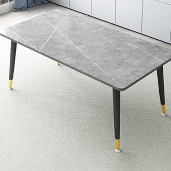 Mesa de comedor de piedra sinterizada simple Mesa de comedor de forma rectangular con 4 patas base