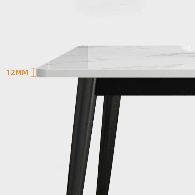 Mesa de comedor de piedra sinterizada simple Mesa de comedor de forma rectangular con 4 patas base