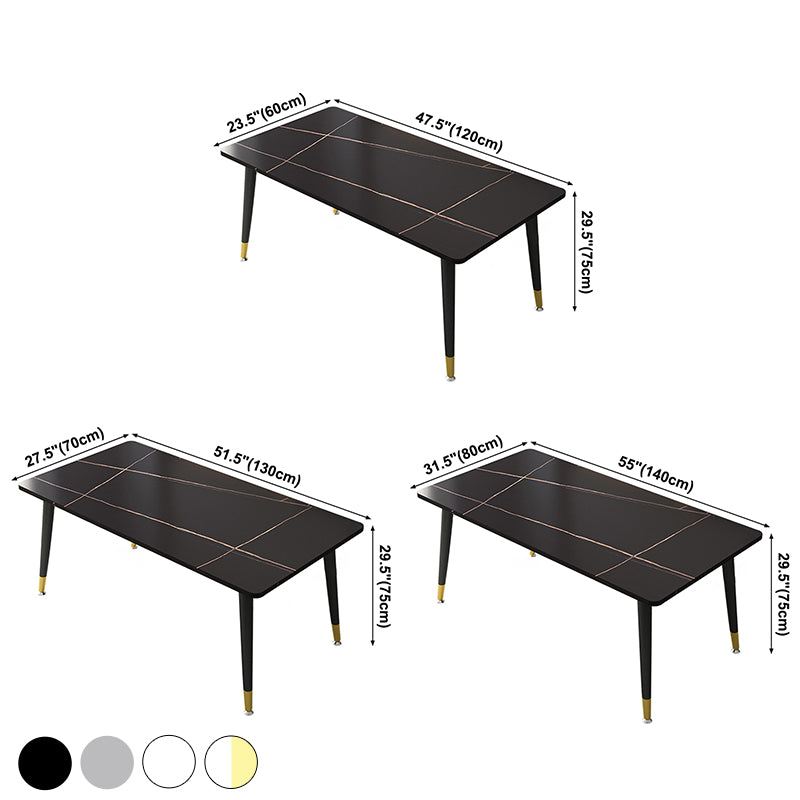 Mesa de comedor de piedra sinterizada simple Mesa de comedor de forma rectangular con 4 patas base