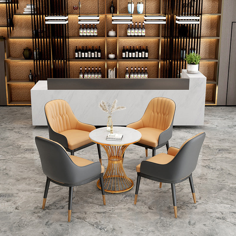 Tavolo da dinette in pietra di lusso tradizionale rotondo mobili per piedistallo per sala da pranzo