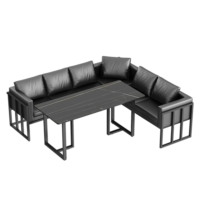 Industrial Sintered Stone Top Dinner Room Kitchen Table Black Metal Base Table for Dinning Room