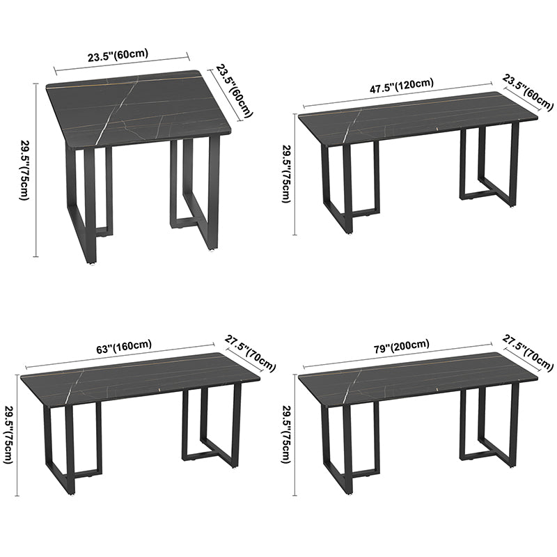 Industrial Sintered Stone Top Dinner Room Kitchen Table Black Metal Base Table for Dinning Room