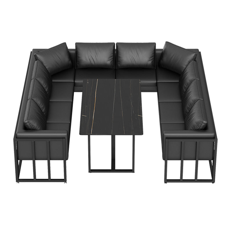Industrial Sintered Stone Top Dinner Room Kitchen Table Black Metal Base Table for Dinning Room