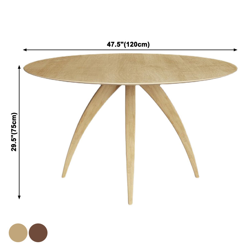 Table à manger ronde en bois de pin massif, Table fixe simple pour salle à manger