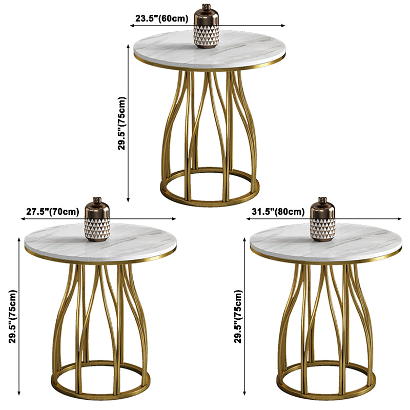 Luxury Style Sintered Stone Dining Table Metallic Single Pedestal Base Round Table for Home