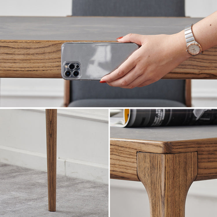 Carré 4 jambes table à manger industrielle table gris Tableau fixe de pierre fritté