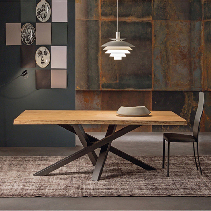 Traditional Luxury Rectangle Dining Table Pine Solid Wood Table with Pedestal Base for Dining Room