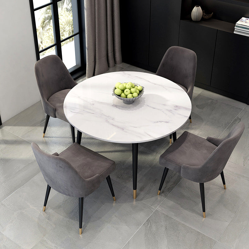 Ronde vorm Moderne eettafel Witte toon vaste tafel met gesinterde steen