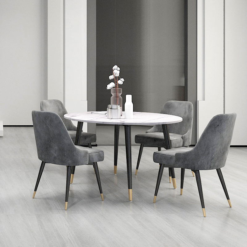 Ronde vorm Moderne eettafel Witte toon vaste tafel met gesinterde steen
