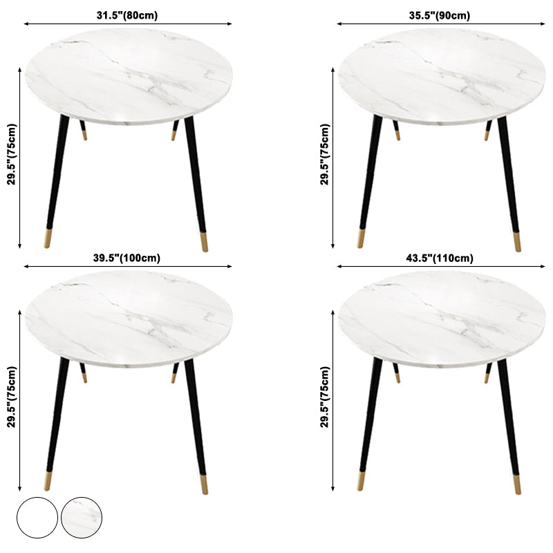 Ronde vorm Moderne eettafel Witte toon vaste tafel met gesinterde steen