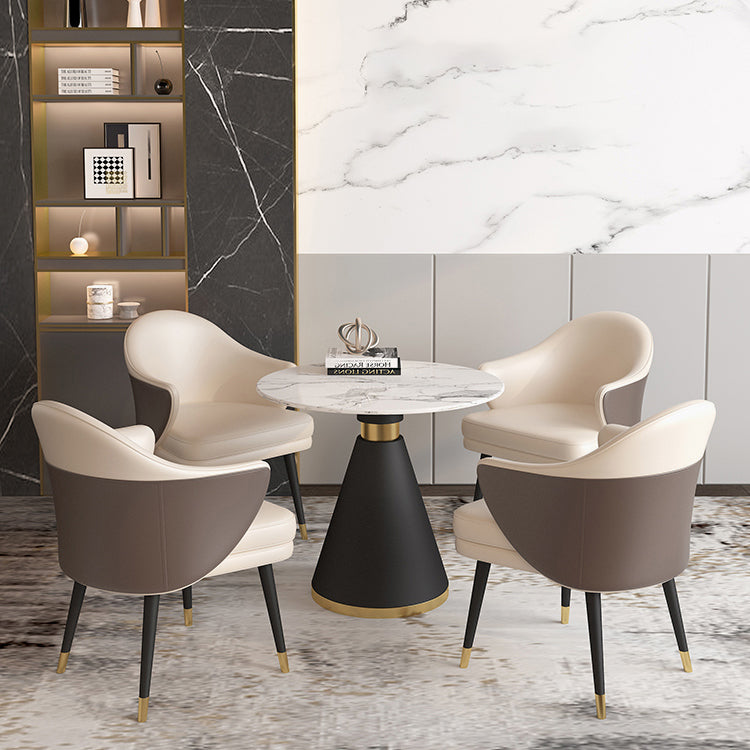 Simplicity Style Sintered Stone Dining Table Single Pedestal Base Round Table for Home