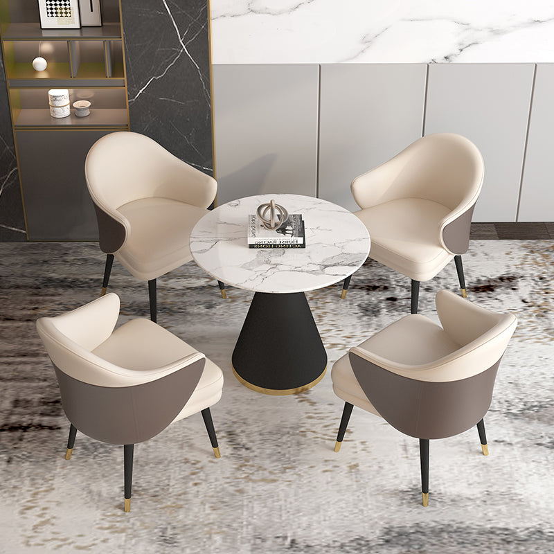 Simplicity Style Sintered Stone Dining Table Single Pedestal Base Round Table for Home