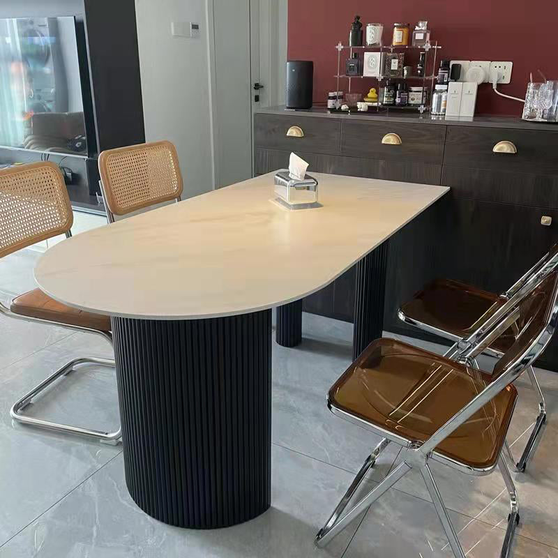 Freie Form gesinterte Stein weißer Esstisch Moderner Doppelpodestisch für Esszimmer