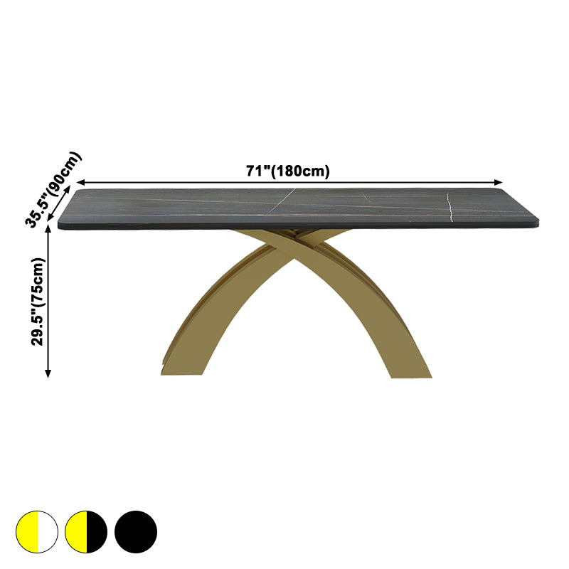 Glam Rectangle Shape Dining Table Sintered Stone Top Standard Dining Table for Kitchen