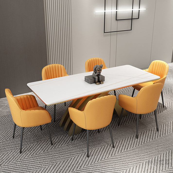 Glam Rectangle Shape Dining Table Sintered Stone Top Standard Dining Table for Kitchen