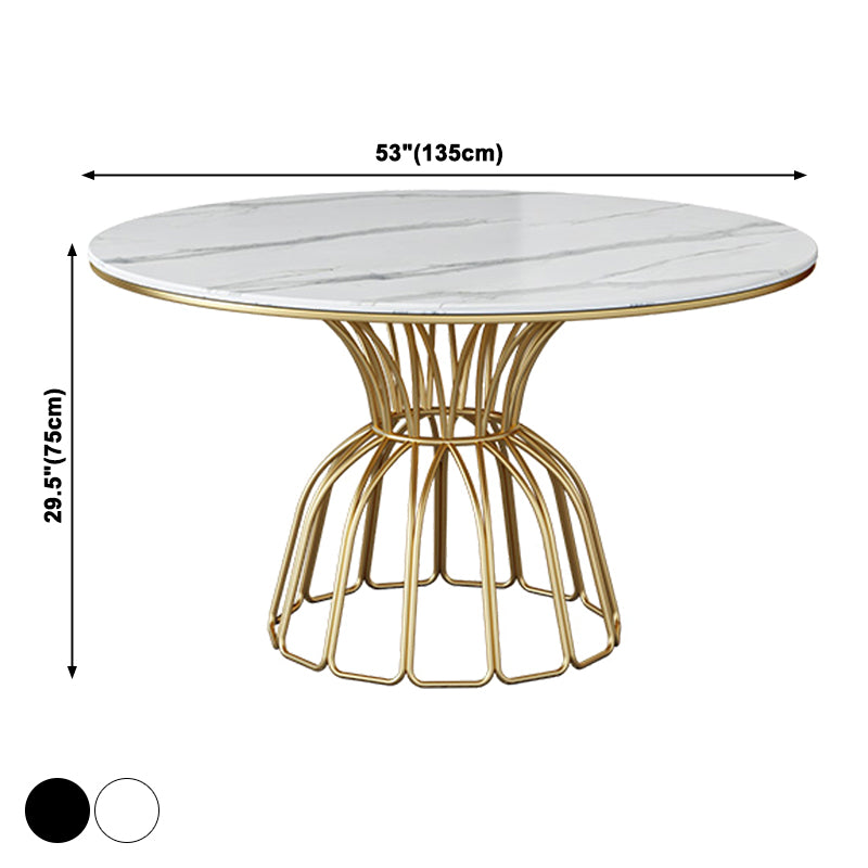 Contemporary Style Sintered Stone Dining Table Single Pedestal Base Round Table for Home